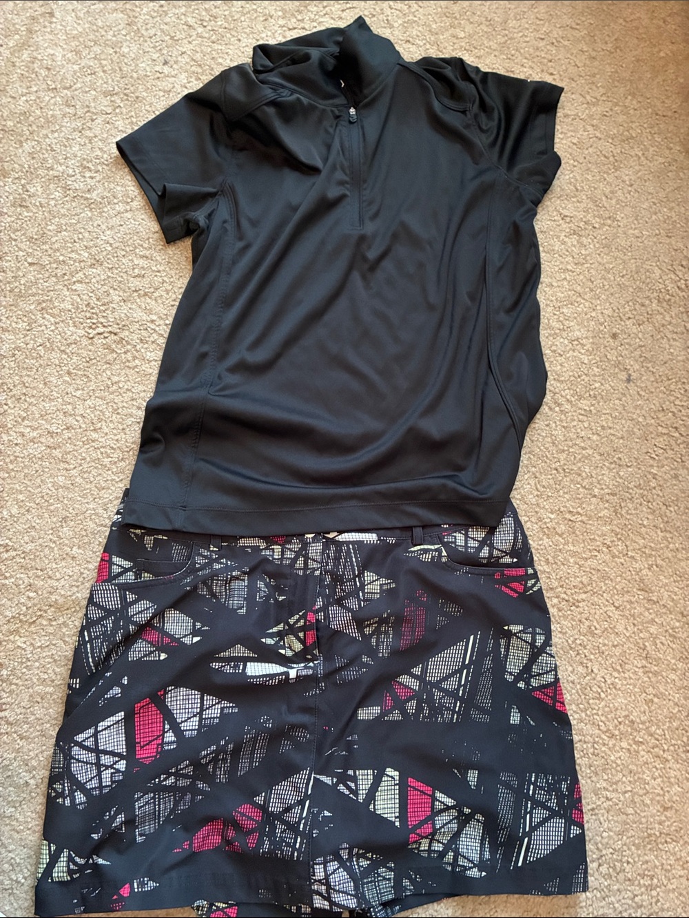 Black Athletic Skort with Geometric Print used for pickleball